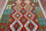 Reversible Kilim Flat Weave Wool On Wool Rug - 4' 11" X 6' 2" - Golden Nile