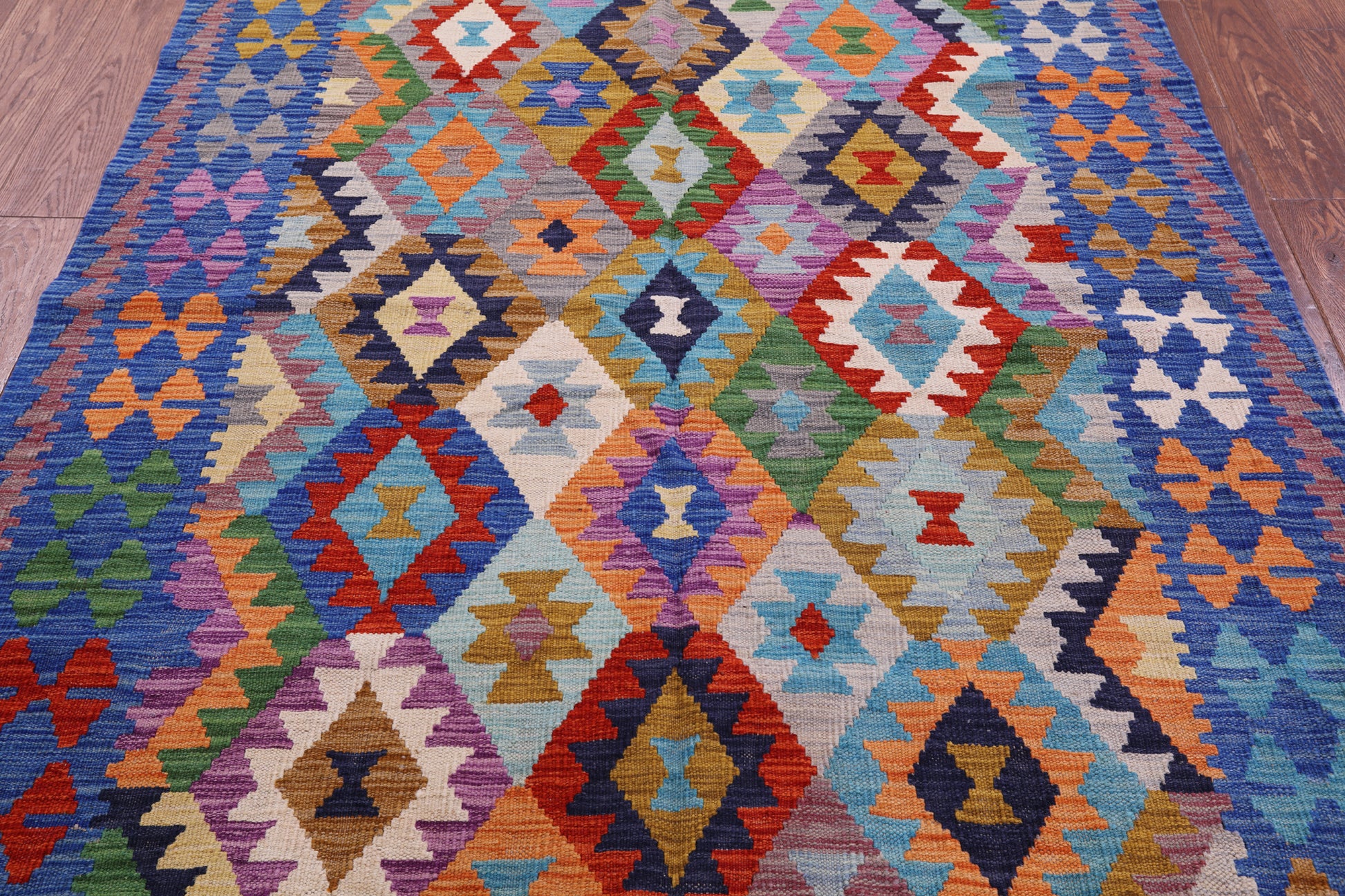 Reversible Kilim Flat Weave Wool On Wool Rug - 4' 11" X 6' 4" - Golden Nile