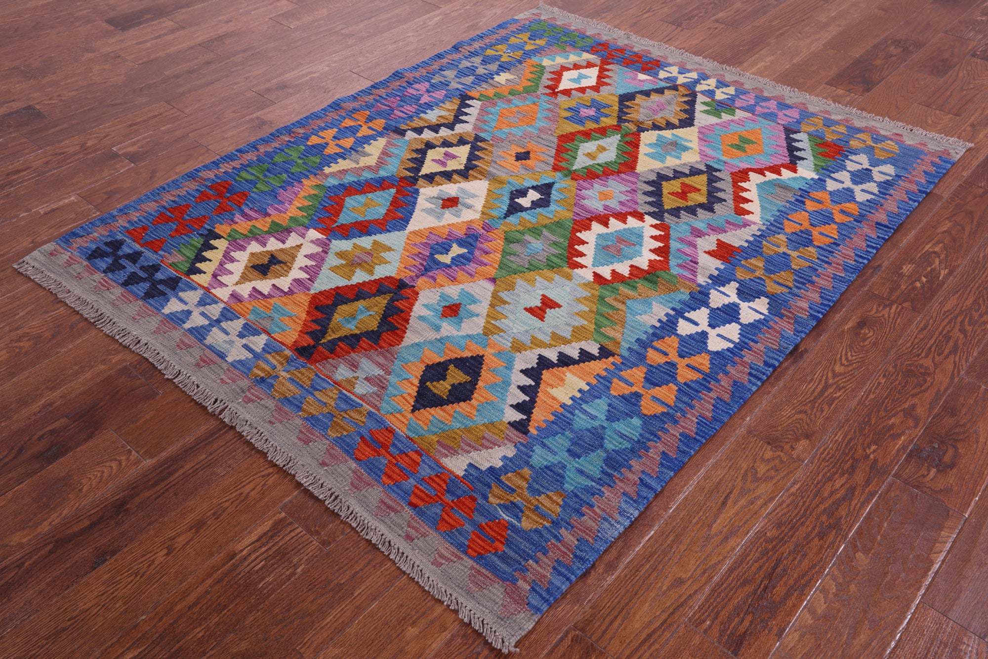 Reversible Kilim Flat Weave Wool On Wool Rug - 4' 11" X 6' 4" - Golden Nile