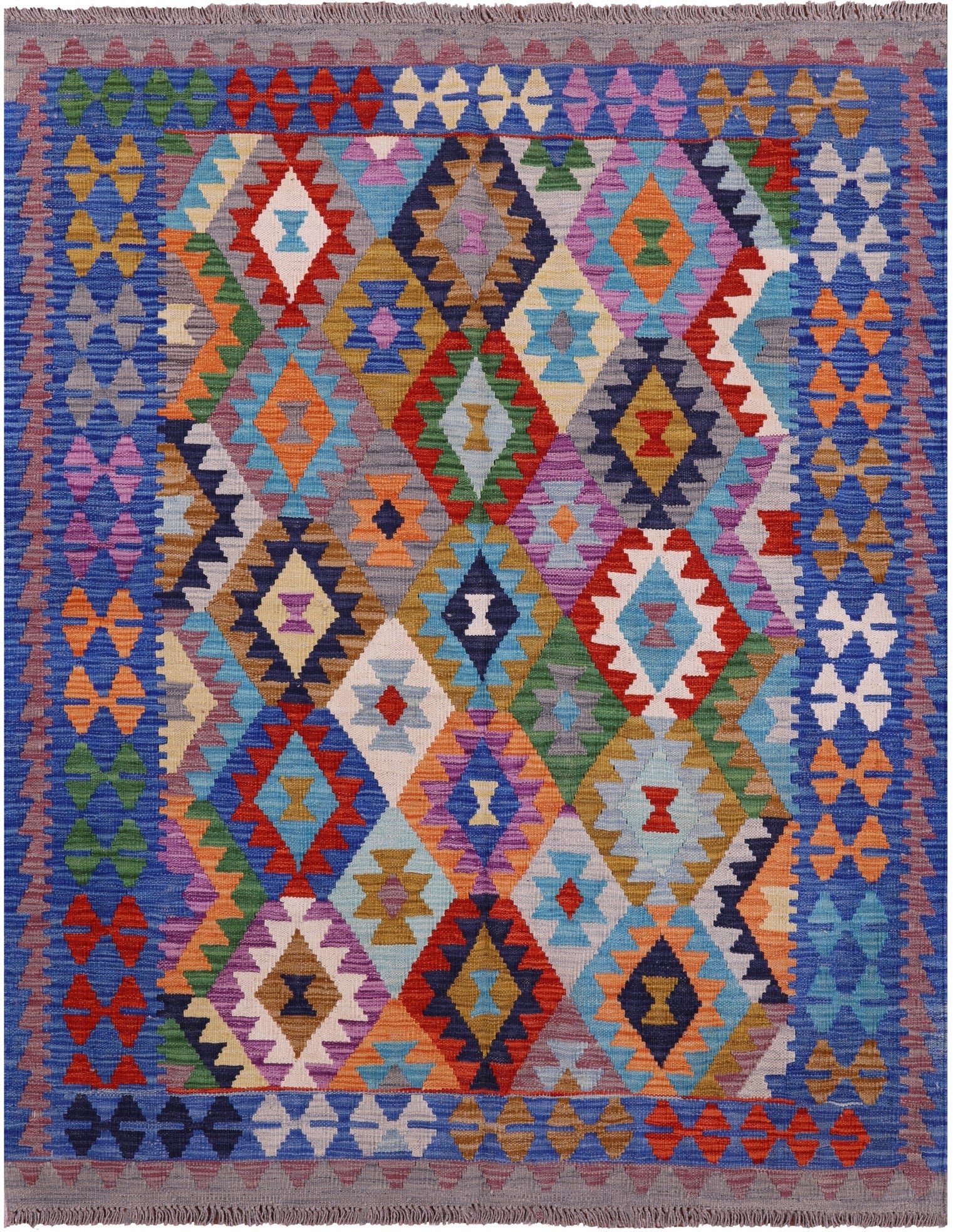 Reversible Kilim Flat Weave Wool On Wool Rug - 4' 11" X 6' 4" - Golden Nile