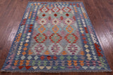 Reversible Kilim Flat Weave Wool On Wool Rug - 4' 11" X 6' 6" - Golden Nile