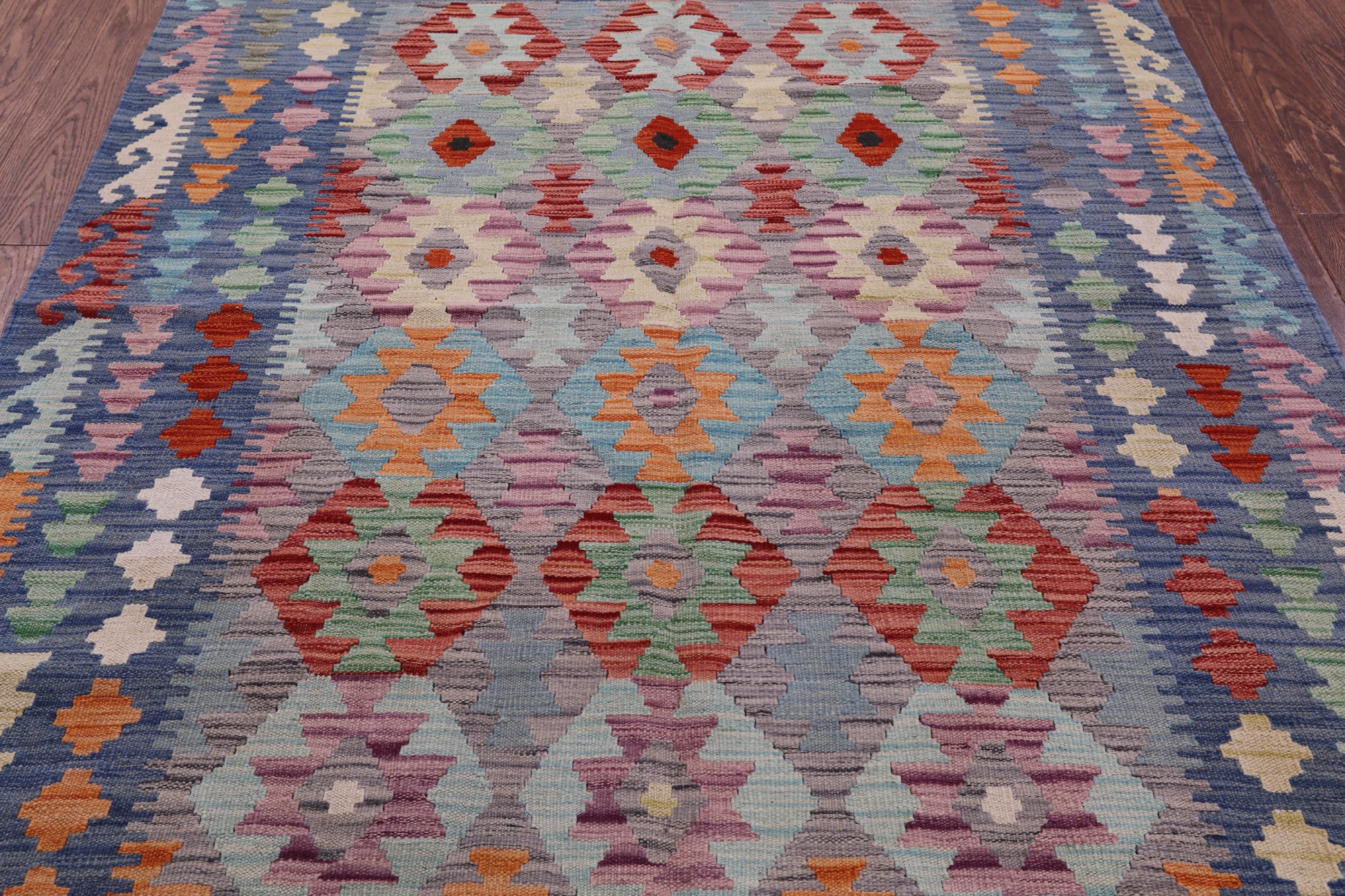 Reversible Kilim Flat Weave Wool On Wool Rug - 4' 11" X 6' 6" - Golden Nile