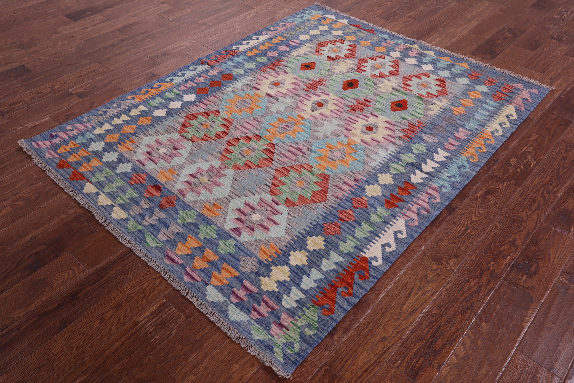 Reversible Kilim Flat Weave Wool On Wool Rug - 4' 11" X 6' 6" - Golden Nile