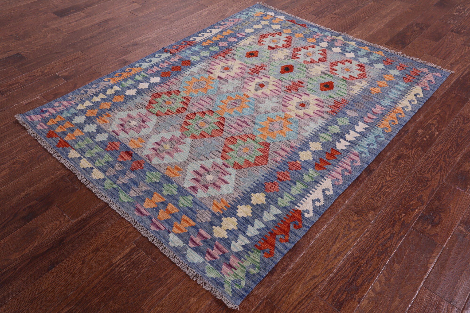 Reversible Kilim Flat Weave Wool On Wool Rug - 4' 11" X 6' 6" - Golden Nile