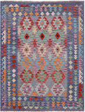 Reversible Kilim Flat Weave Wool On Wool Rug - 4' 11" X 6' 6" - Golden Nile