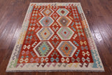 Reversible Kilim Flat Weave Wool On Wool Rug - 5' 0" X 6' 8" - Golden Nile