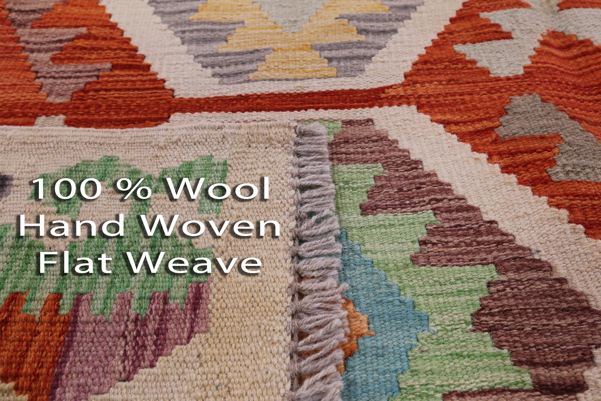 Reversible Kilim Flat Weave Wool On Wool Rug - 5' 0" X 6' 8" - Golden Nile