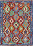 Reversible Kilim Flat Weave Wool On Wool Rug - 4' 9" X 6' 6" - Golden Nile