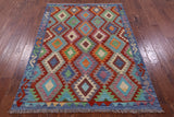 Reversible Kilim Flat Weave Wool On Wool Rug - 4' 9" X 6' 6" - Golden Nile