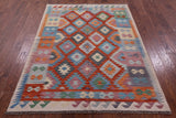 Reversible Kilim Flat Weave Wool On Wool Rug - 4' 11" X 6' 5" - Golden Nile