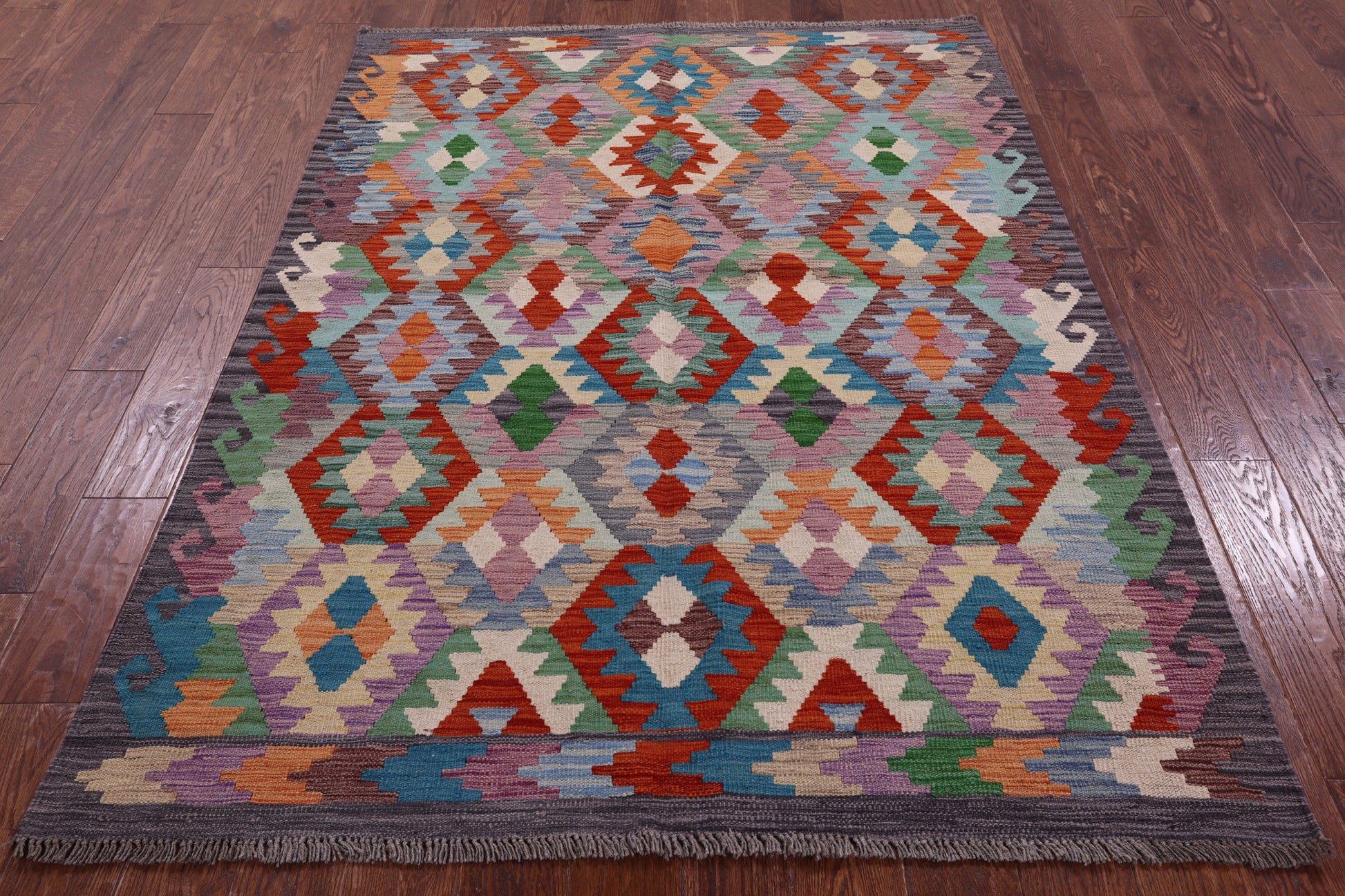 Reversible Kilim Flat Weave Wool On Wool Rug - 4' 10" X 6' 8" - Golden Nile