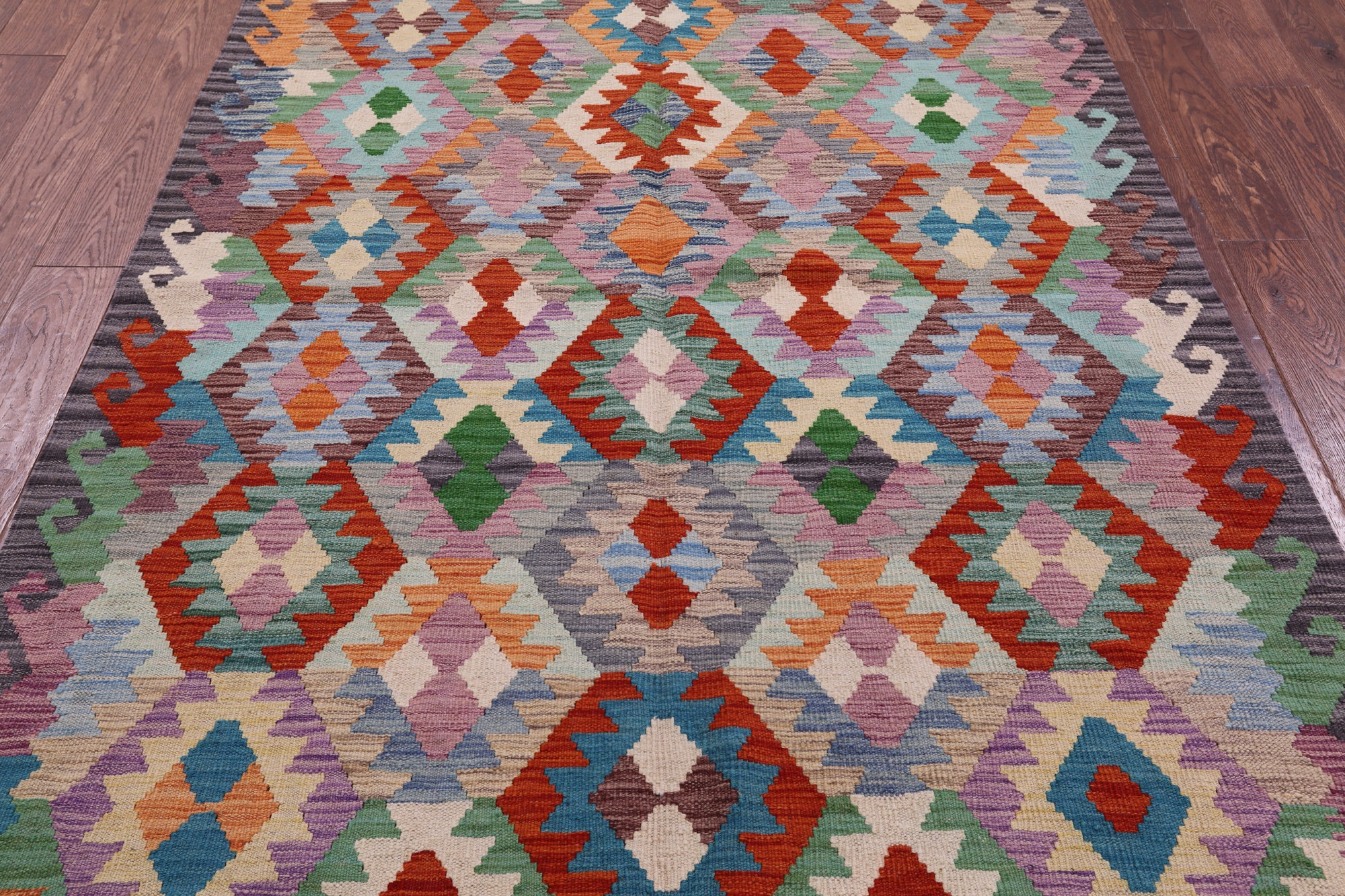 Reversible Kilim Flat Weave Wool On Wool Rug - 4' 10" X 6' 8" - Golden Nile