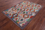 Reversible Kilim Flat Weave Wool On Wool Rug - 4' 10" X 6' 8" - Golden Nile