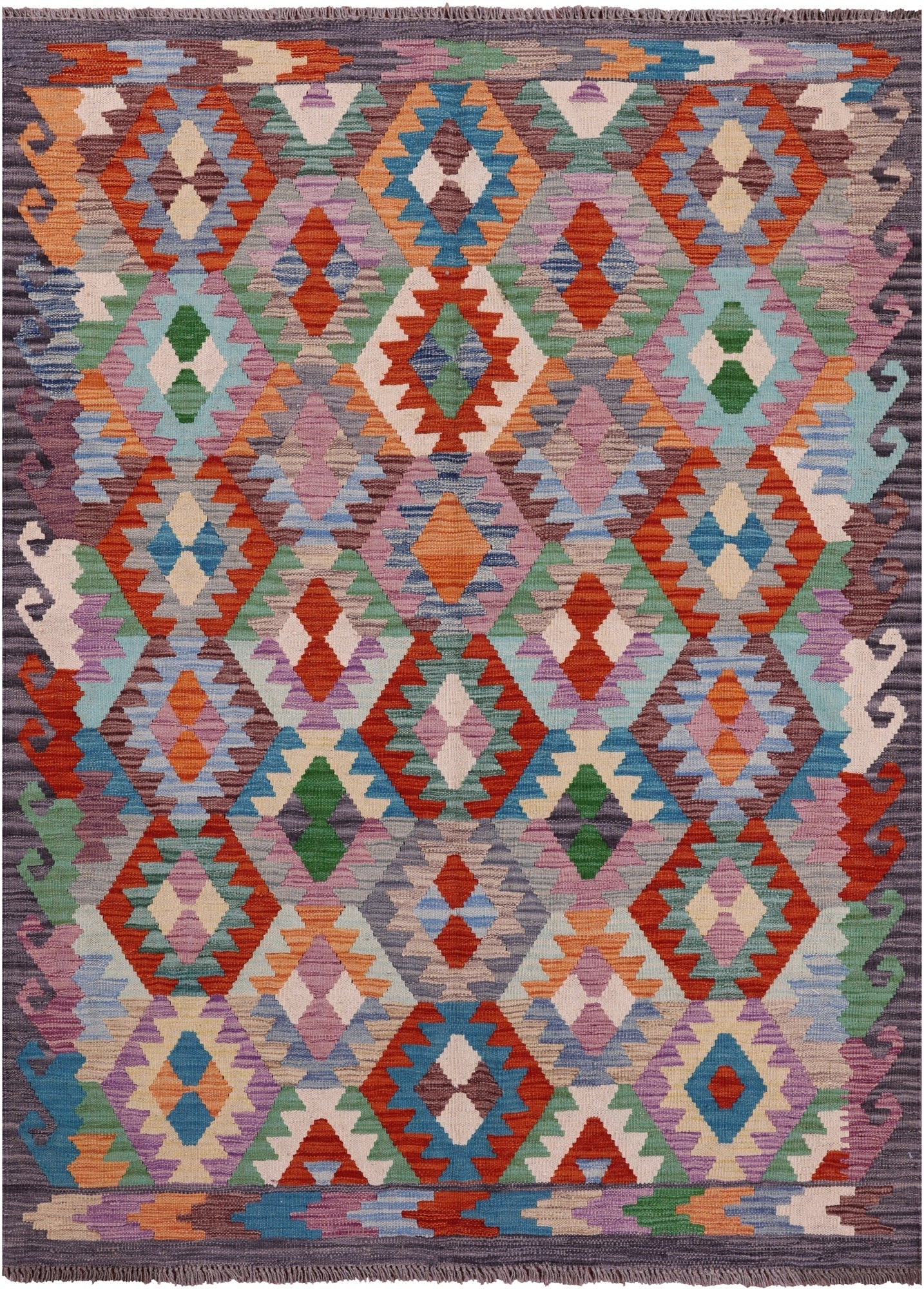 Reversible Kilim Flat Weave Wool On Wool Rug - 4' 10" X 6' 8" - Golden Nile