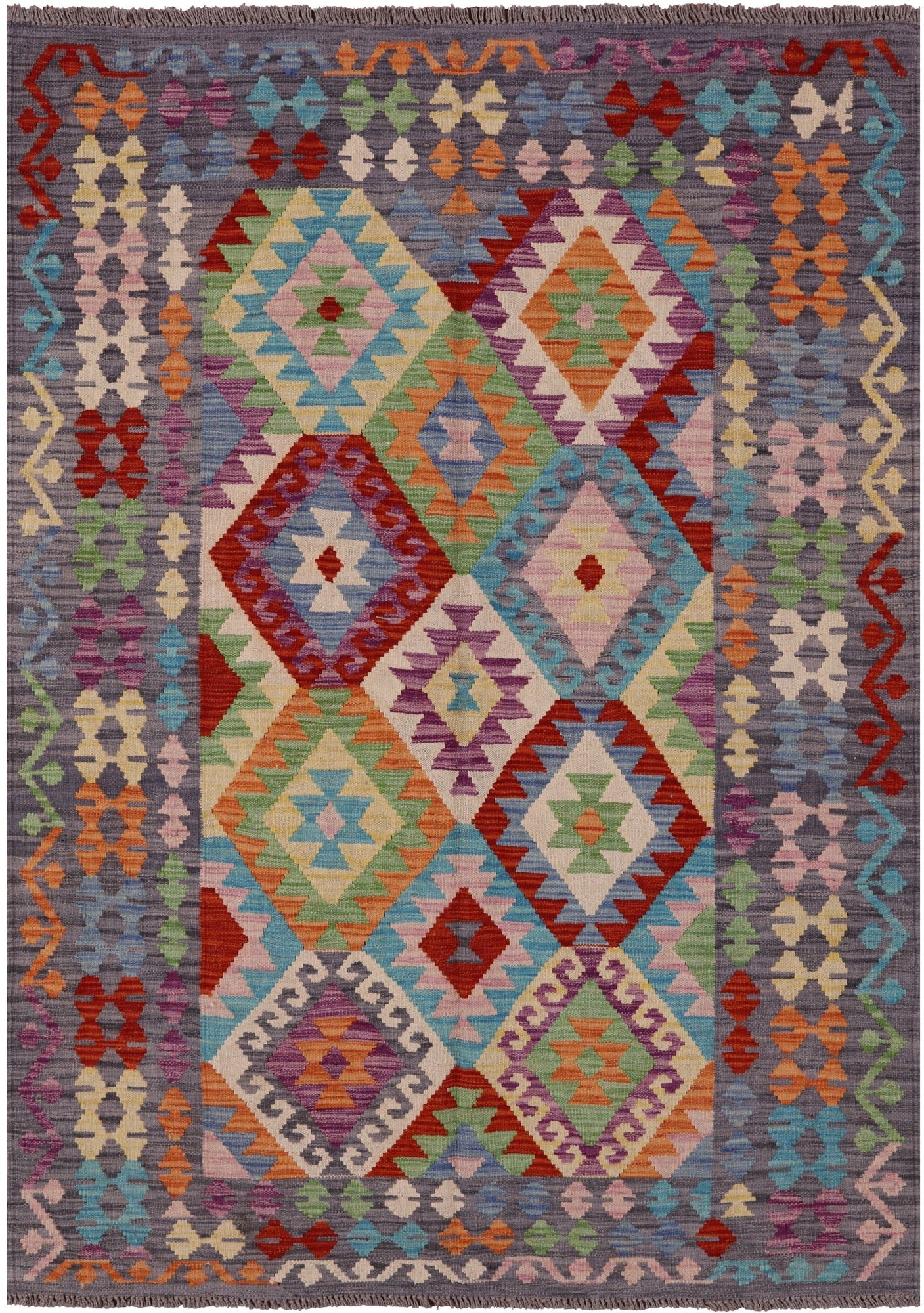 Reversible Kilim Flat Weave Wool On Wool Rug - 4' 9" X 6' 6" - Golden Nile