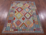 Reversible Kilim Flat Weave Wool On Wool Rug - 4' 9" X 6' 6" - Golden Nile