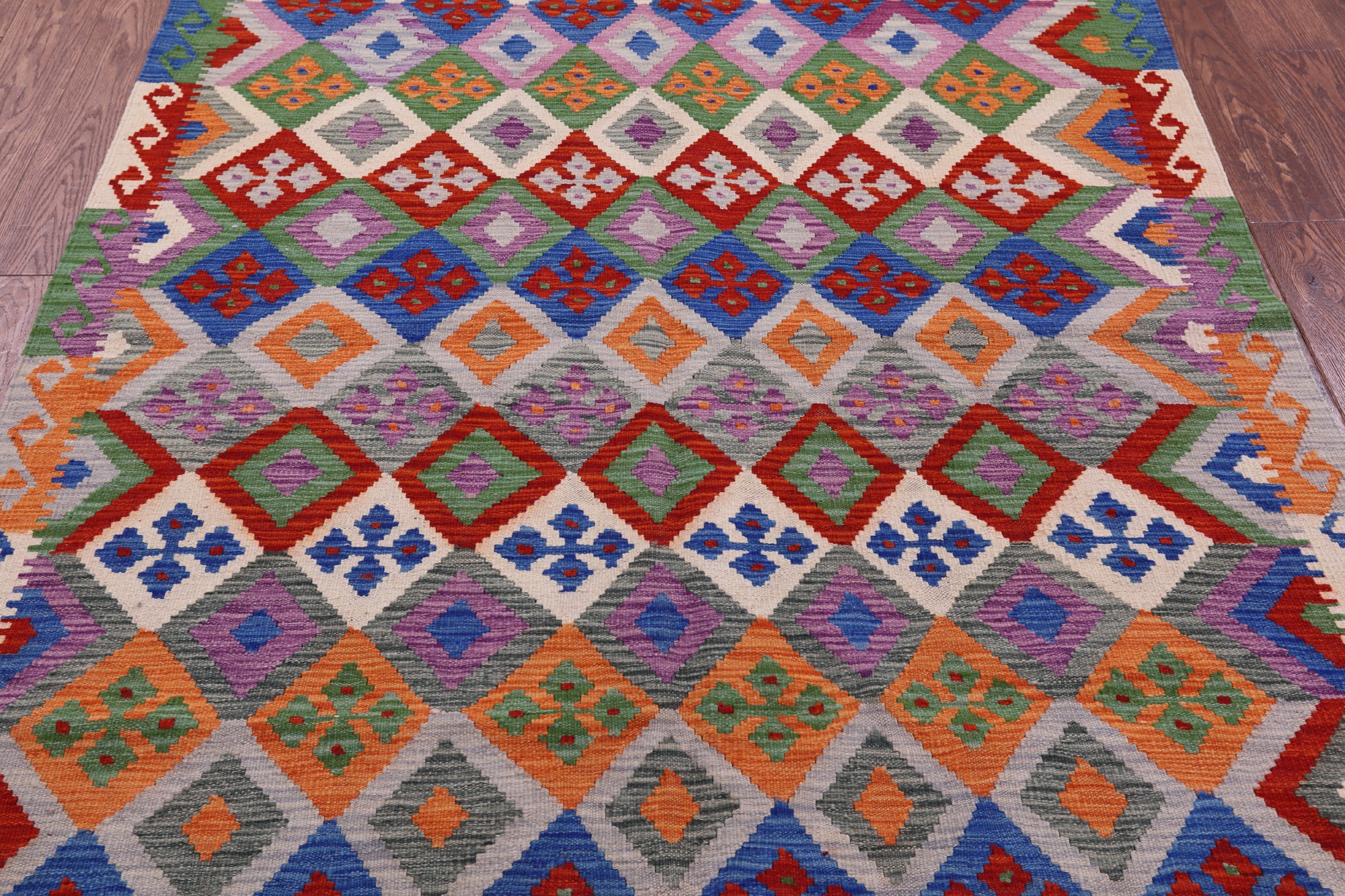 Reversible Kilim Flat Weave Wool On Wool Rug - 5' 1" X 6' 7" - Golden Nile