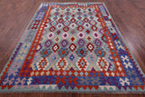 Reversible Kilim Flat Weave Wool On Wool Rug - 6' 11" X 9' 8" - Golden Nile