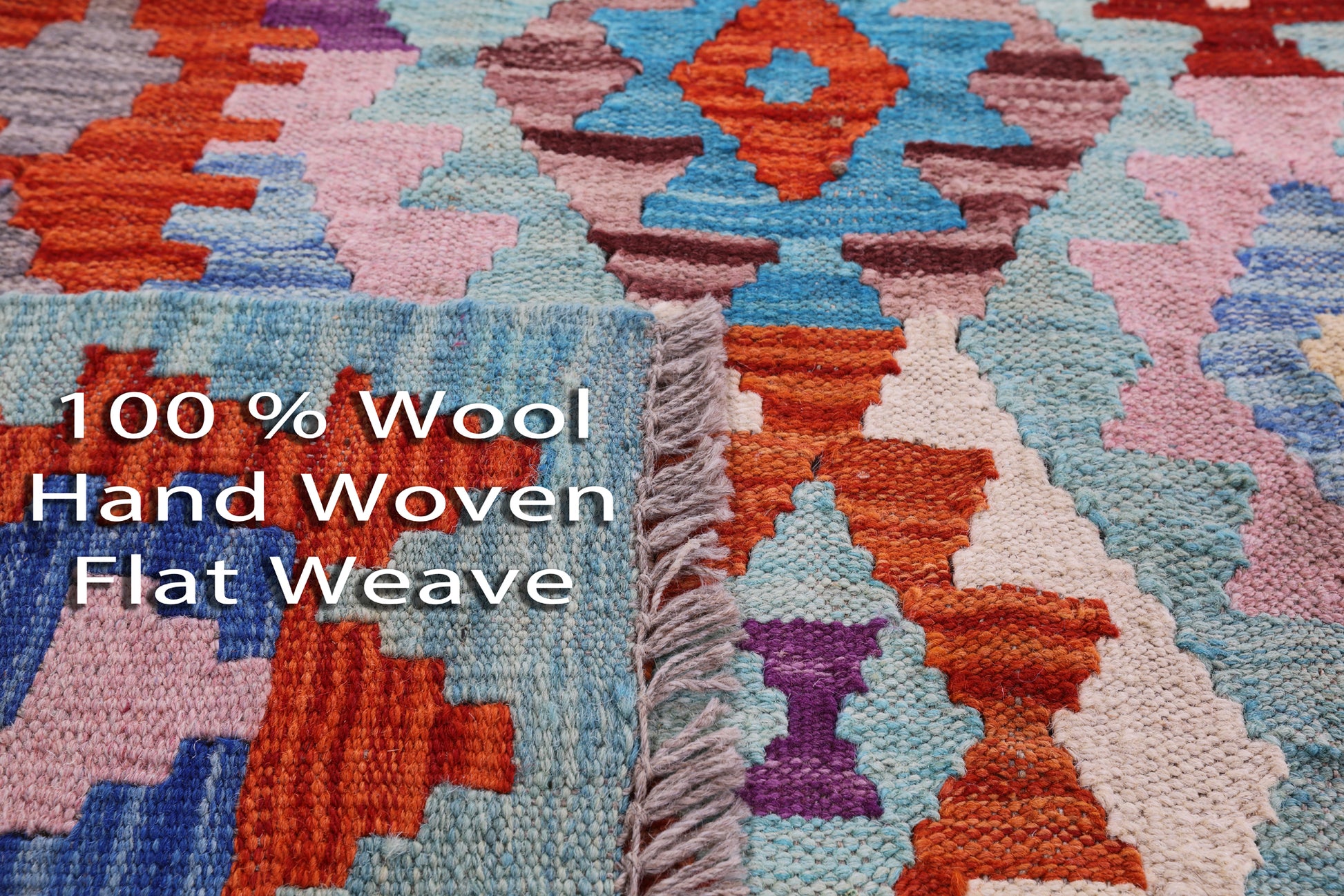 Reversible Kilim Flat Weave Wool On Wool Rug - 6' 11" X 9' 8" - Golden Nile