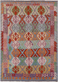 Reversible Kilim Flat Weave Wool On Wool Rug - 6' 9" X 9' 0" - Golden Nile