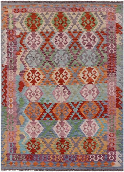 Reversible Kilim Flat Weave Wool On Wool Rug - 6' 9" X 9' 0" - Golden Nile