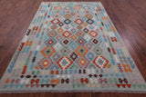 Reversible Kilim Flat Weave Wool On Wool Rug - 6' 9" X 9' 10" - Golden Nile