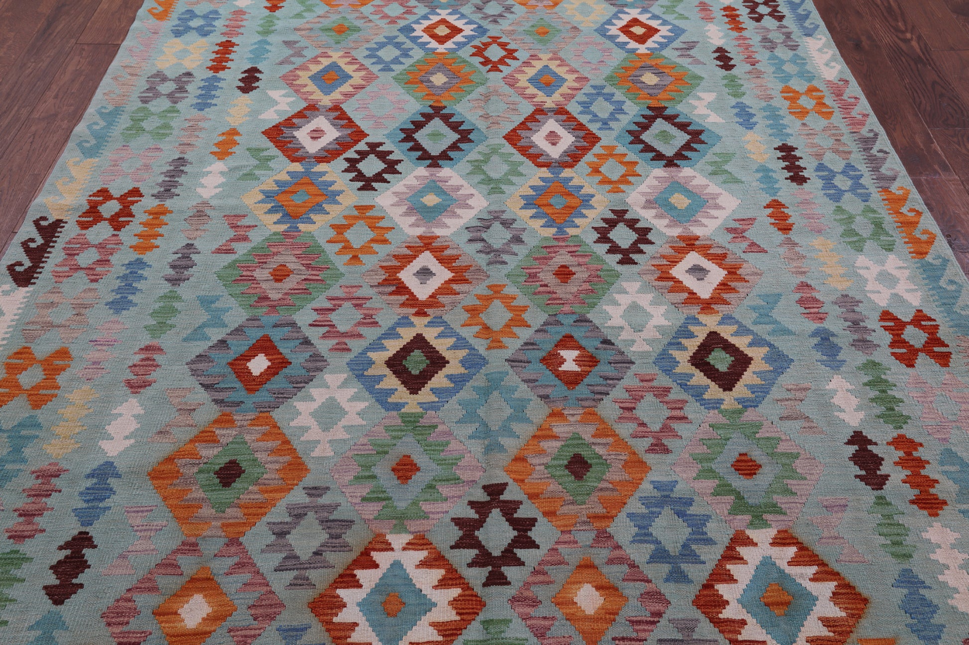 Reversible Kilim Flat Weave Wool On Wool Rug - 6' 9" X 9' 10" - Golden Nile