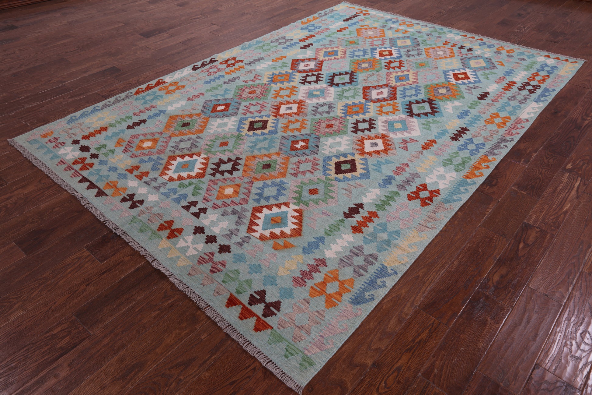 Reversible Kilim Flat Weave Wool On Wool Rug - 6' 9" X 9' 10" - Golden Nile