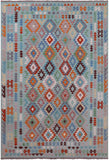 Reversible Kilim Flat Weave Wool On Wool Rug - 6' 9" X 9' 10" - Golden Nile
