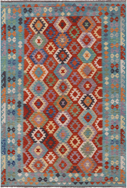 Reversible Kilim Flat Weave Wool On Wool Rug - 6' 8" X 9' 10" - Golden Nile