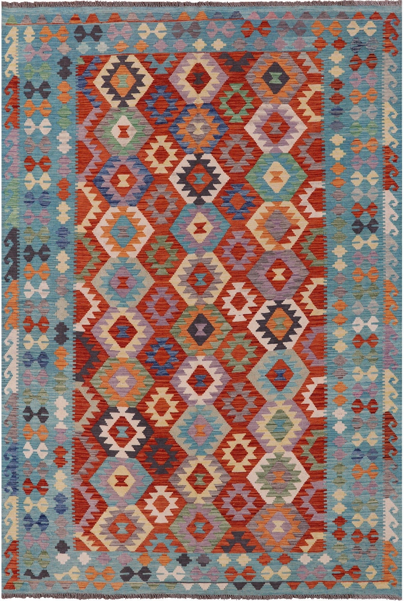 Reversible Kilim Flat Weave Wool On Wool Rug - 6' 8" X 9' 10" - Golden Nile