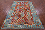 Reversible Kilim Flat Weave Wool On Wool Rug - 6' 8" X 9' 10" - Golden Nile
