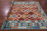 Reversible Kilim Flat Weave Wool On Wool Rug - 6' 8" X 9' 10" - Golden Nile