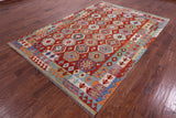 Reversible Kilim Flat Weave Wool On Wool Rug - 6' 8" X 9' 7" - Golden Nile