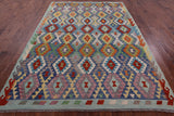 Reversible Kilim Flat Weave Wool On Wool Rug - 6' 11" X 9' 9" - Golden Nile