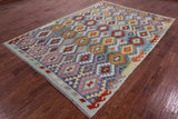 Reversible Kilim Flat Weave Wool On Wool Rug - 6' 11" X 9' 9" - Golden Nile