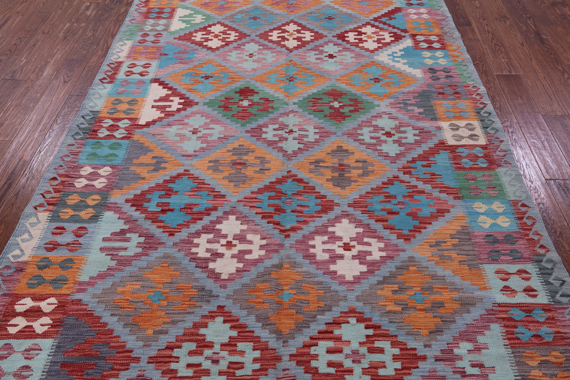 Reversible Kilim Flat Weave Wool On Wool Rug - 6' 6" X 9' 9" - Golden Nile