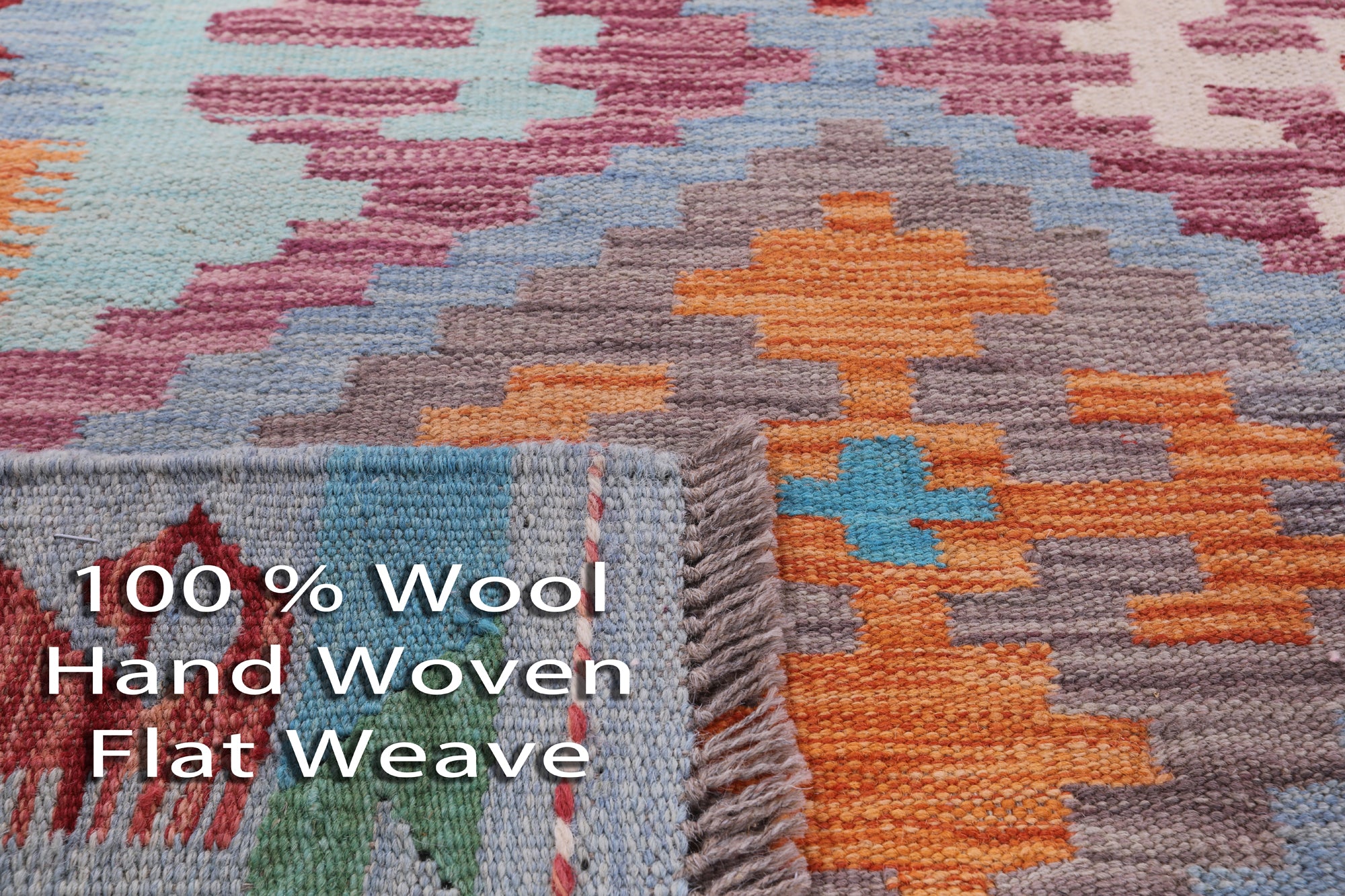 Reversible Kilim Flat Weave Wool On Wool Rug - 6' 6" X 9' 9" - Golden Nile