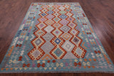 Reversible Kilim Flat Weave Wool On Wool Rug - 6' 8" X 9' 7" - Golden Nile
