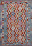 Reversible Kilim Flat Weave Wool On Wool Rug - 6' 8" X 9' 7" - Golden Nile