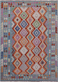 Reversible Kilim Flat Weave Wool On Wool Rug - 6' 8" X 9' 7" - Golden Nile