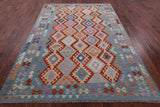 Reversible Kilim Flat Weave Wool On Wool Rug - 6' 8" X 9' 7" - Golden Nile