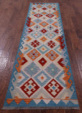 Reversible Kilim Flat Weave Wool On Wool Runner Rug - 2' 7" X 9' 9" - Golden Nile