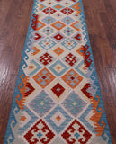 Reversible Kilim Flat Weave Wool On Wool Runner Rug - 2' 7" X 9' 9" - Golden Nile