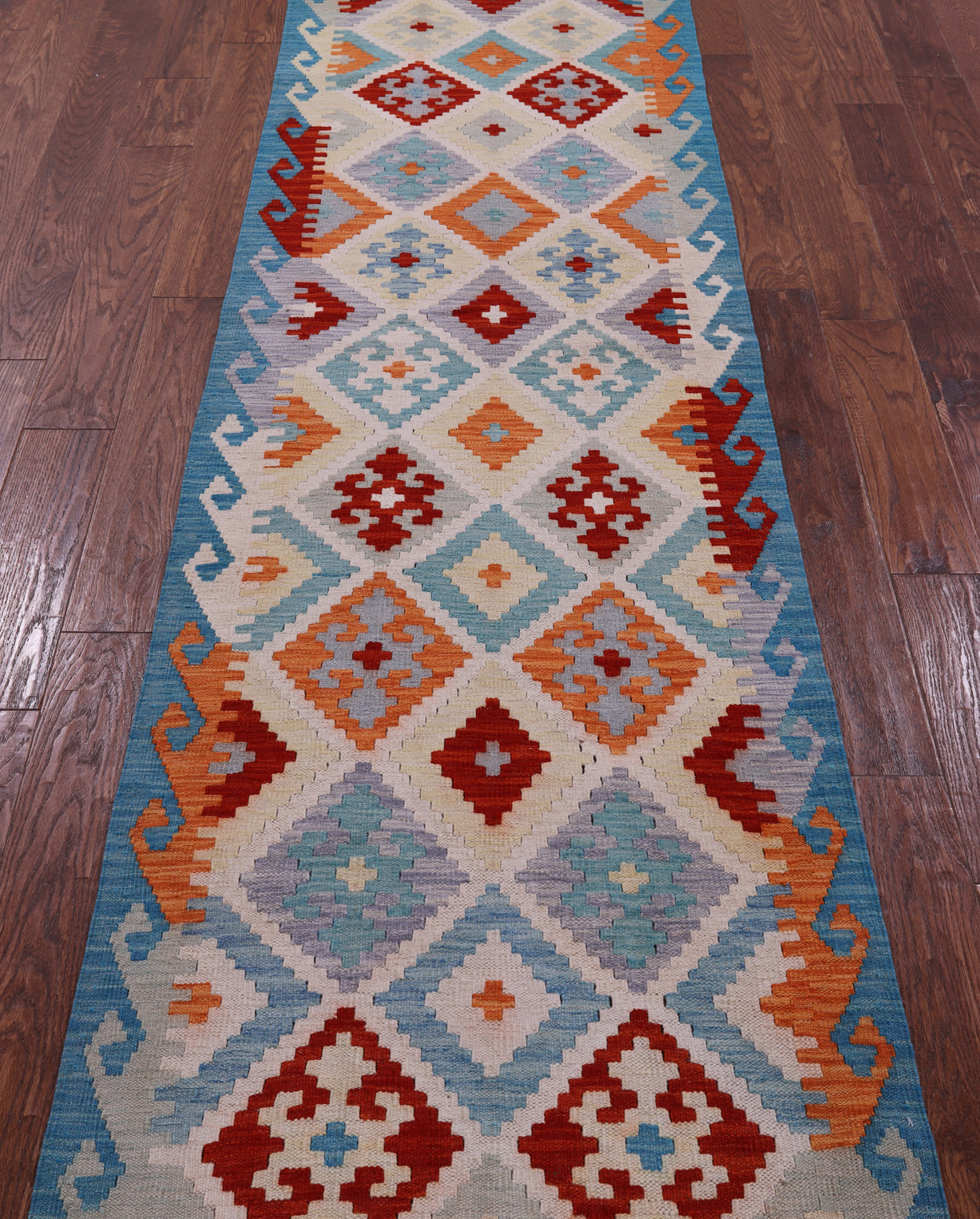 Reversible Kilim Flat Weave Wool On Wool Runner Rug - 2' 7" X 9' 9" - Golden Nile