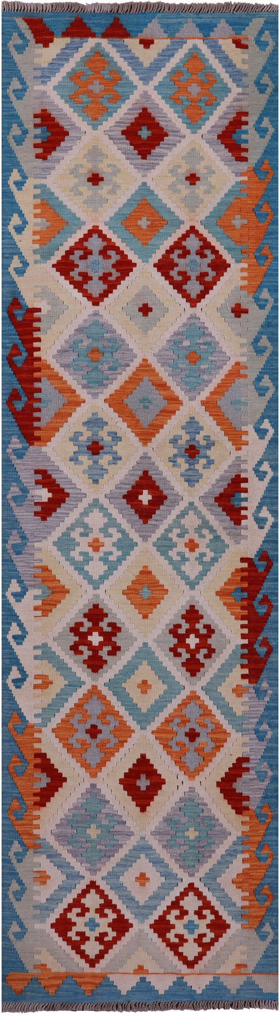 Reversible Kilim Flat Weave Wool On Wool Runner Rug - 2' 7" X 9' 9" - Golden Nile