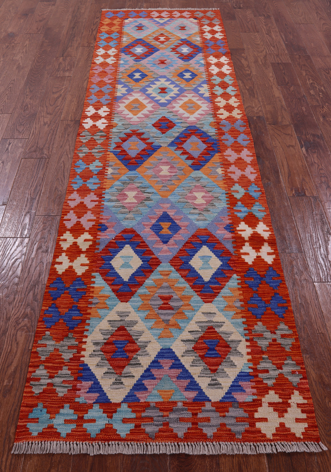 Reversible Kilim Flat Weave Wool On Wool Runner Rug - 2' 8" X 9' 10" - Golden Nile