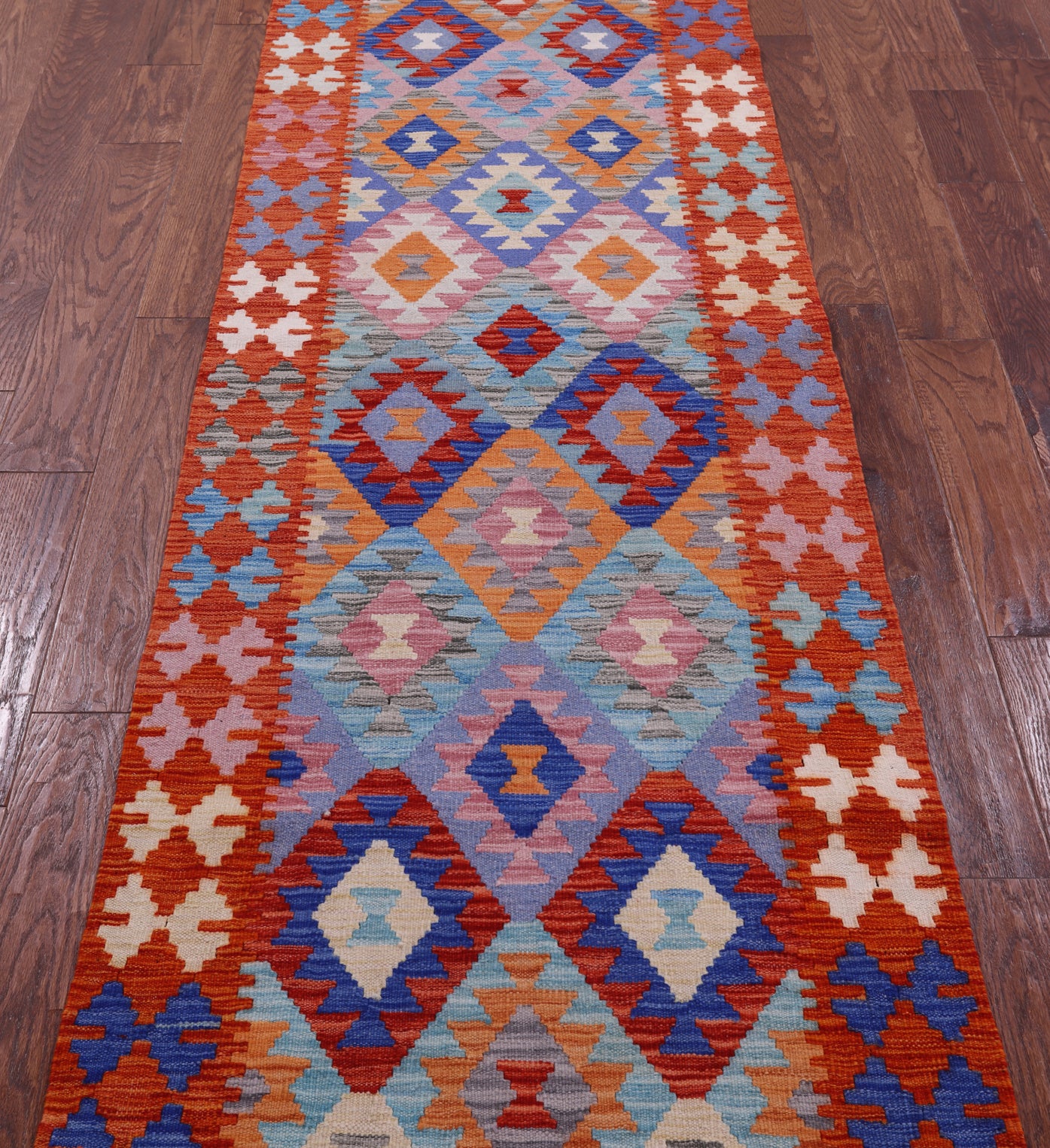 Reversible Kilim Flat Weave Wool On Wool Runner Rug - 2' 8" X 9' 10" - Golden Nile