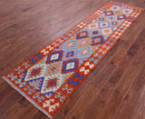 Reversible Kilim Flat Weave Wool On Wool Runner Rug - 2' 8" X 9' 10" - Golden Nile