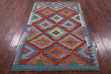 Reversible Kilim Flat Weave Wool On Wool Rug - 3' 10" X 6' 3" - Golden Nile